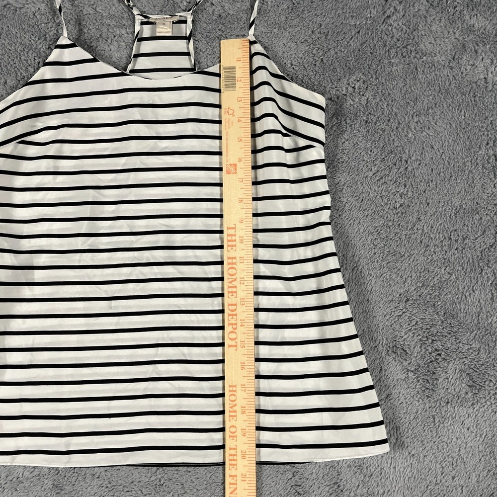 J.Crew Tank Top Women 6 Black White Horizontal Striped Racerback Spaghetti Strap - Picture 8 of 9
